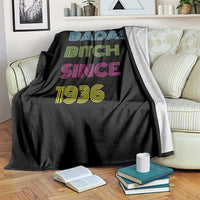 Funny 90th Birthday Throw Blanket Retro Vintage Badass Bih Since 1936