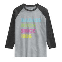 Funny 90th Birthday Raglan Shirt Retro Vintage Badass Bih Since 1936