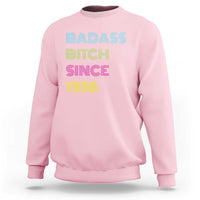 Funny 90th Birthday Sweatshirt Retro Vintage Badass Bih Since 1936