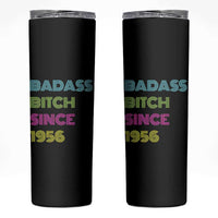Funny 70th Birthday Skinny Tumbler Retro Vintage Badass Bih Since 1956