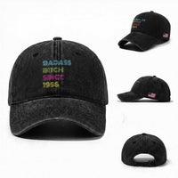 Funny 70th Birthday Washed Cotton Baseball Cap Retro Vintage Badass Bih Since 1956