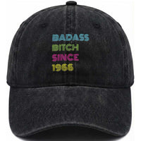 Funny 60th Birthday Washed Cotton Baseball Cap Retro Vintage Badass Bih Since 1966
