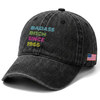 Funny 60th Birthday Washed Cotton Baseball Cap Retro Vintage Badass Bih Since 1966