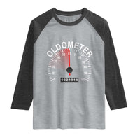 Funny 60th Birthday Raglan Shirt Oldometer Odometer 60 Year Old Joke