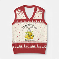 Vintage Limoncello Lemon Liqueur V-Neck Knit Sweater Vest Italian Summer Letter Fruit Printed Graphic