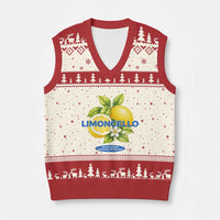 Vintage Limoncello Lemon Liqueur V-Neck Knit Sweater Vest Citrus Fruit Botanical Italian Summer Graphic
