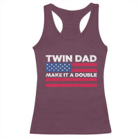 Retro Twin Dad Racerback Tank Top Make It A Double US Flag Fathers Day