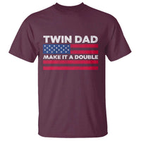 Retro Twin Dad T Shirt Make It A Double US Flag Fathers Day