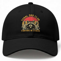 Feral Dad Club Baseball Cap Funny Raccoon Dad Retro Fathers Day Gift