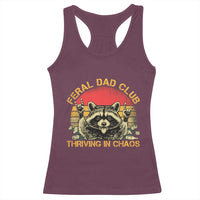 Feral Dad Club Racerback Tank Top Funny Raccoon Dad Retro Fathers Day Gift