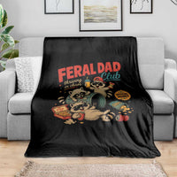 Funny Raccoon Dad Throw Blanket Feral Dad Club Fathers Day Gift