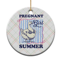 Pregnant Girl Summer Ceramic Ornament Striped Coquette Summer Goose Beach Pregnancy Announcement