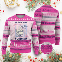 Pregnant Girl Summer Ugly Christmas Sweater Striped Coquette Summer Goose Beach Pregnancy Announcement