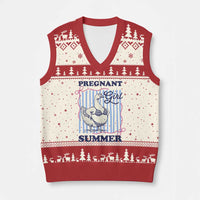 Pregnant Girl Summer V-Neck Knit Sweater Vest Striped Coquette Summer Goose Beach Pregnancy Announcement