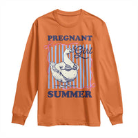 Pregnant Girl Summer Long Sleeve Shirt Striped Coquette Summer Goose Beach Pregnancy Announcement
