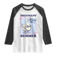 Pregnant Girl Summer Raglan Shirt Striped Coquette Summer Goose Beach Pregnancy Announcement
