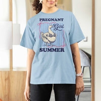Pregnant Girl Summer T Shirt For Women Striped Coquette Summer Goose Beach Pregnancy Announcement