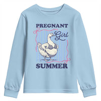Pregnant Girl Summer Youth Sweatshirt Striped Coquette Summer Goose Beach Pregnancy Announcement