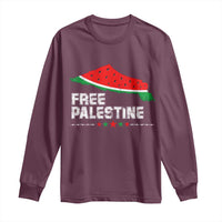 Free Palestine Long Sleeve Shirt Watermelon Map - Wonder Print Shop