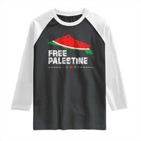 Free Palestine Raglan Shirt Watermelon Map - Wonder Print Shop
