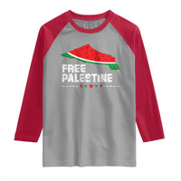 Free Palestine Raglan Shirt Watermelon Map - Wonder Print Shop