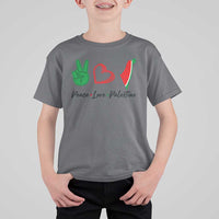 Peace Love Palestine T Shirt For Kid Gaza Palestinian Flag - Wonder Print Shop