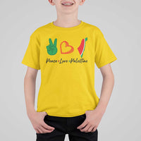 Peace Love Palestine T Shirt For Kid Gaza Palestinian Flag - Wonder Print Shop