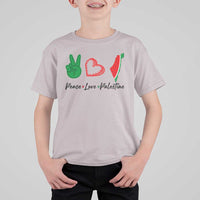 Peace Love Palestine T Shirt For Kid Gaza Palestinian Flag - Wonder Print Shop
