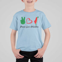 Peace Love Palestine T Shirt For Kid Gaza Palestinian Flag - Wonder Print Shop