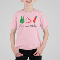 Peace Love Palestine T Shirt For Kid Gaza Palestinian Flag - Wonder Print Shop