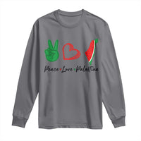 Peace Love Palestine Long Sleeve Shirt Gaza Palestinian Flag - Wonder Print Shop
