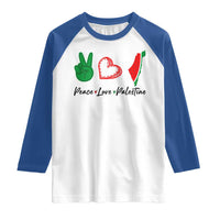 Peace Love Palestine Raglan Shirt Gaza Palestinian Flag - Wonder Print Shop