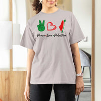 Peace Love Palestine T Shirt For Women Gaza Palestinian Flag - Wonder Print Shop