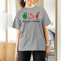 Peace Love Palestine T Shirt For Women Gaza Palestinian Flag - Wonder Print Shop