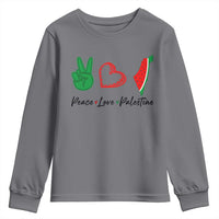 Peace Love Palestine Youth Sweatshirt Gaza Palestinian Flag - Wonder Print Shop