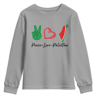 Peace Love Palestine Youth Sweatshirt Gaza Palestinian Flag - Wonder Print Shop