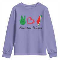 Peace Love Palestine Youth Sweatshirt Gaza Palestinian Flag - Wonder Print Shop