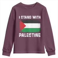 Stand With Palestine Youth Sweatshirt Gaza Palestinian Flag - Wonder Print Shop
