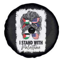 Stand With Palestine Spare Tire Cover Messy Bun Gaza Palestinian Flag - Wonder Print Shop