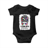 Stand With Palestine Baby Onesie Messy Bun Gaza Palestinian Flag - Wonder Print Shop