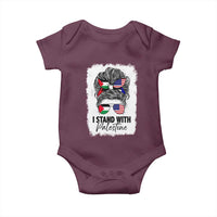 Stand With Palestine Baby Onesie Messy Bun Gaza Palestinian Flag - Wonder Print Shop