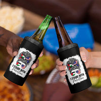 Stand With Palestine 4 in 1 Can Cooler Tumbler Messy Bun Gaza Palestinian Flag - Wonder Print Shop