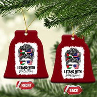 Stand With Palestine Ceramic Ornament Messy Bun Gaza Palestinian Flag - Wonder Print Shop
