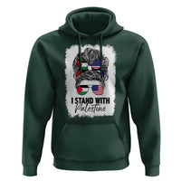 Stand With Palestine Hoodie Messy Bun Gaza Palestinian Flag - Wonder Print Shop