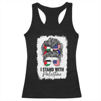 Stand With Palestine Racerback Tank Top Messy Bun Gaza Palestinian Flag - Wonder Print Shop