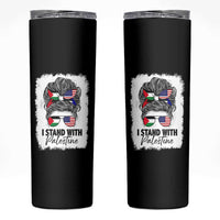 Stand With Palestine Skinny Tumbler Messy Bun Gaza Palestinian Flag - Wonder Print Shop