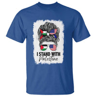 Stand With Palestine T Shirt Messy Bun Gaza Palestinian Flag - Wonder Print Shop