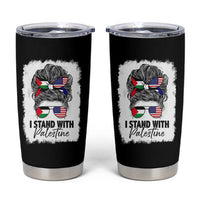 Stand With Palestine Tumbler Cup Messy Bun Gaza Palestinian Flag - Wonder Print Shop