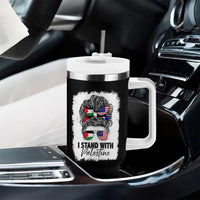 Stand With Palestine Tumbler With Handle Messy Bun Gaza Palestinian Flag - Wonder Print Shop