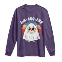Cute Ghost Halloween Costume Long Sleeve Shirt Retro Spooky Trending Cartoon La Boo Boo - Wonder Print Shop
